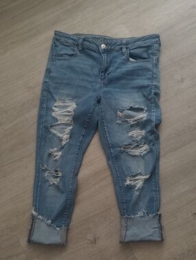 American Eagle Outfitters Medium Blue Ripped Jegging Jeans Sz 14
